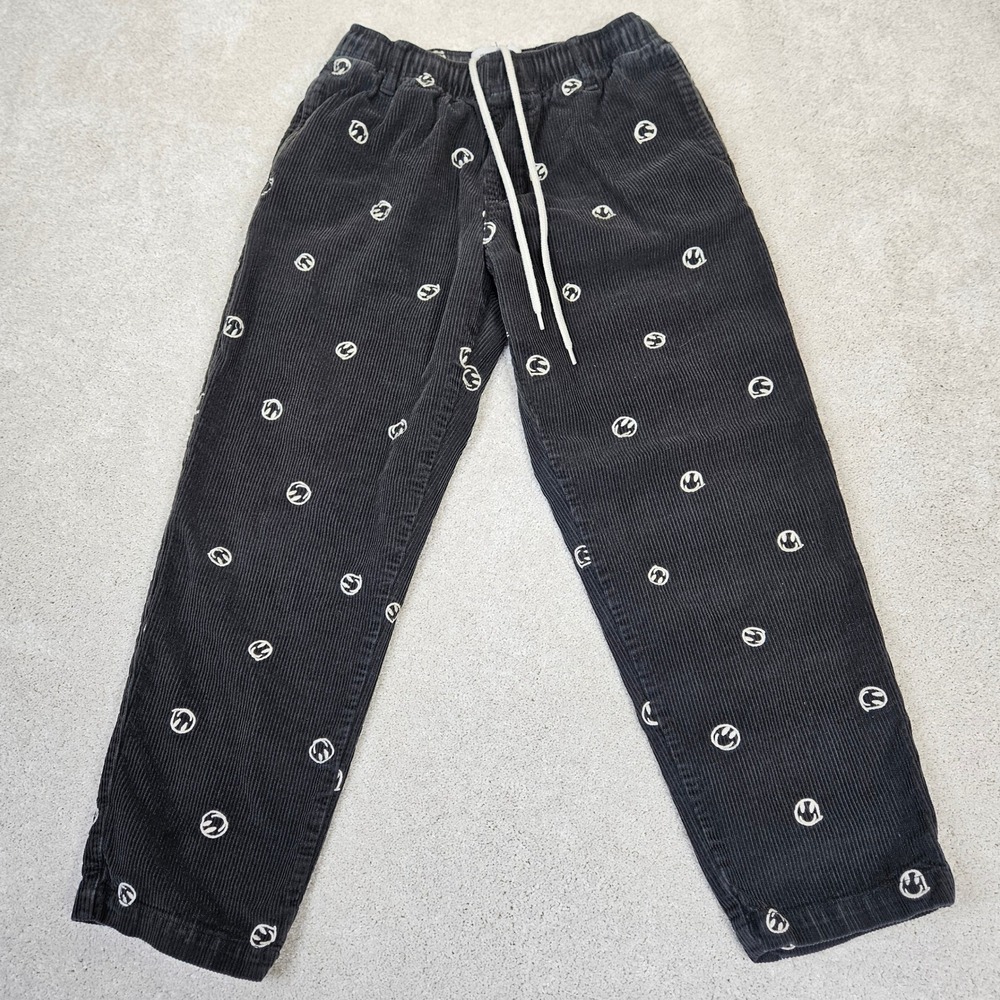Urban Outfitters Men's Black Corduroy Smiley Face Tie Waist Pants Sz S Whimsical - Picture 3 of 9